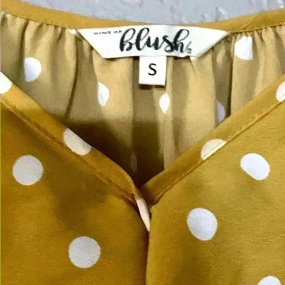 Blush - Long Dress Size Small yellow poke dots ruffles - Picture 5 of 9